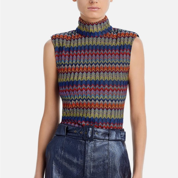 NWOT RAMY BROOK Madison Womens Chevron Mock Neck Tank Top Sweater Size S/P - Picture 1 of 7